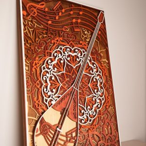 Декоративное настенное панно «Домбра» из дерева